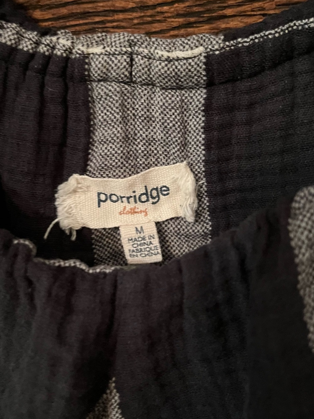 Anthropologie Porridge gingham check cotton gauzy ruffle neck blouse tie sleev - Picture 4 of 6